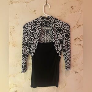 Sexy Black Blouse with Patterned Jacket-M